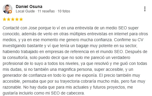 Opinión cliente JoseLab
