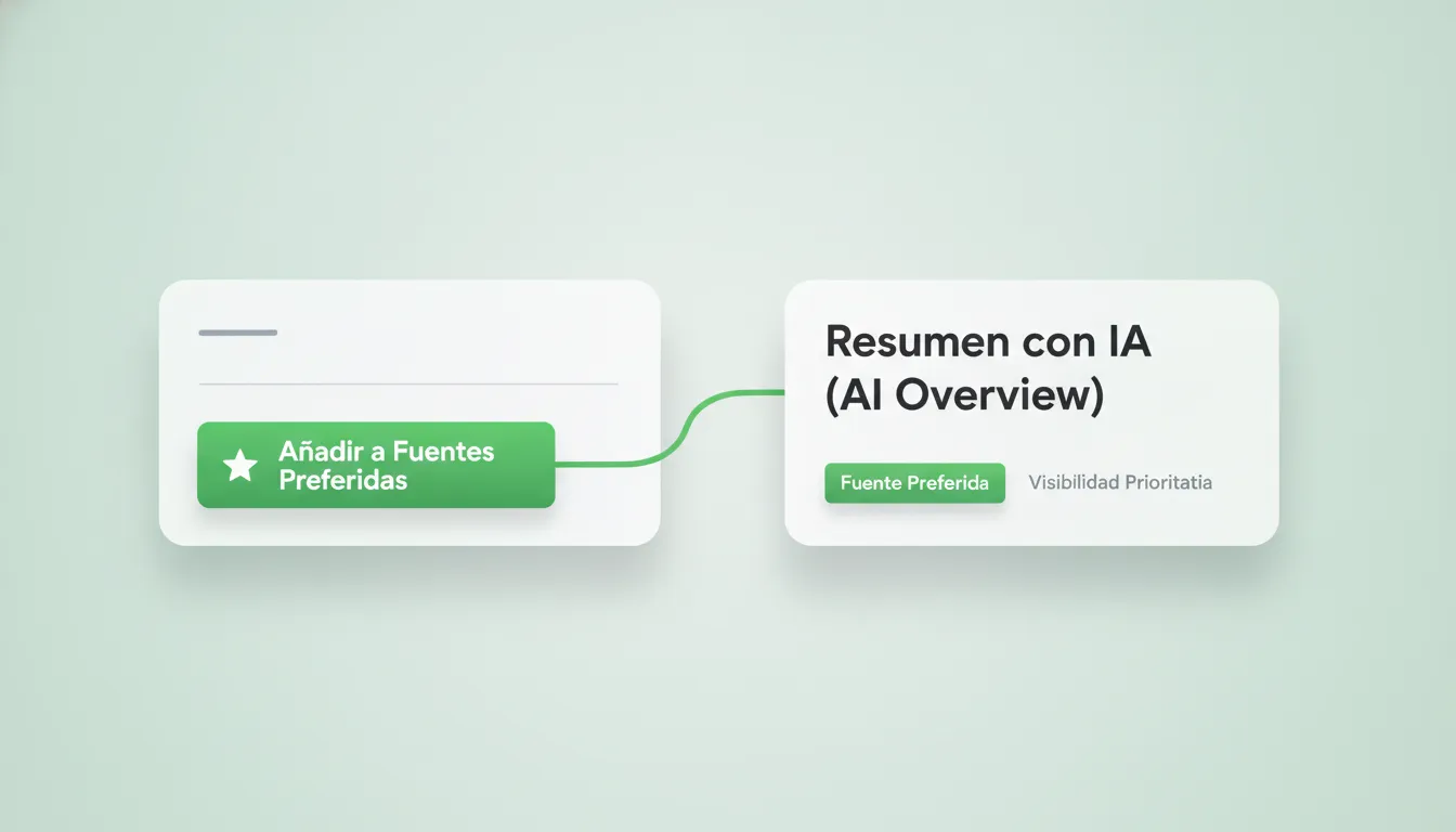 Flujo de personalización en Google: botón de fuentes preferidas y su impacto en AI Overviews